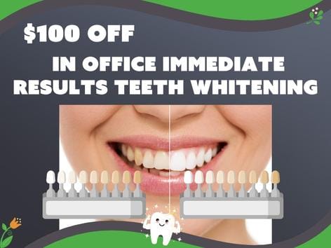 In Office Immediate Results Teeth Whitening. $100 Off